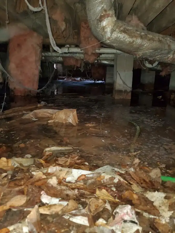 Crawl space flood assessment for Commercial Water Damage Restoration in Ellington
