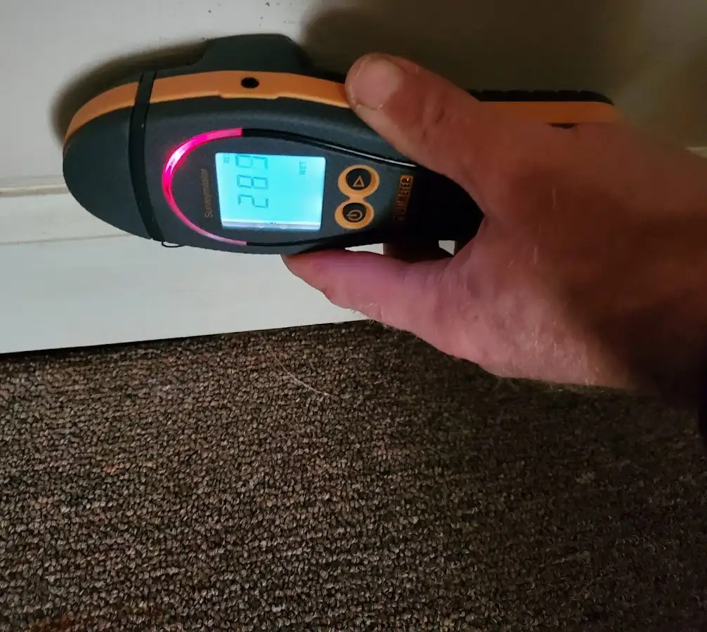 Moisture detection at baseboard during Mold Inspection & Testing in Ellington